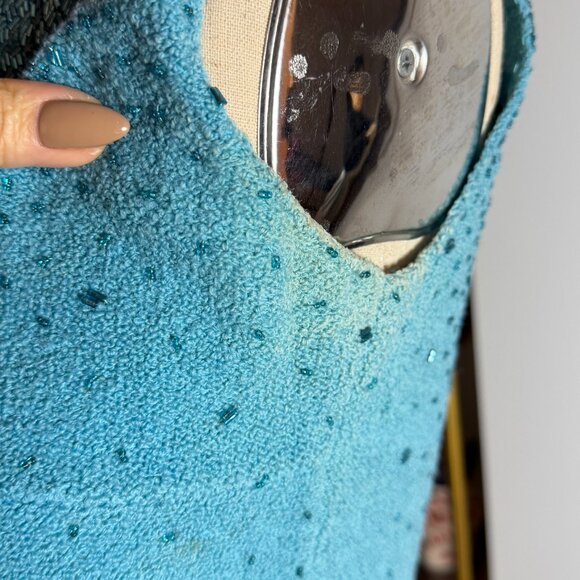 1960s GENE SHELLY beaded knit dress Size M - Picture 7 of 10